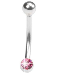 Ögonbrynspiercing med Rosa Sten - 1.2 x 8 mm