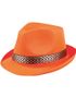 Neon Orange Fedorahatt Pyntad med Band