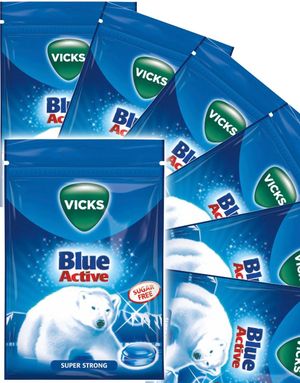 Vicks Blue Active Sockerfri Superstark Menthol - Hela Förpackningen 1440 gram