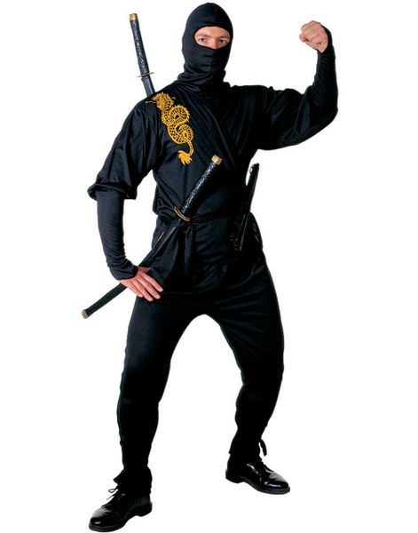 Svart Ninjakostym med Mask