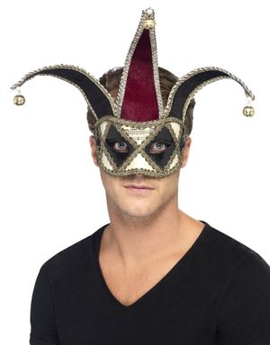 Svart och Röd Hovnarr Ögonmask med Bjällra