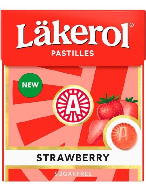 Läkerol Jordgubbe Sockerfri / Sockerfria Pastiller Med Jordgubbssmak 25 Gram