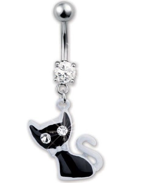 Freaky Kitty Navelpiercing - Svart/vit
