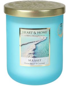 Heart & Home Sea Salt – Stort Doftljus i Vackert Glas med Havsbris och Kokosnöt