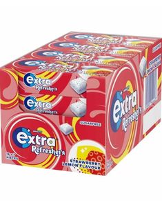 16 st Extra Refreshers Strawberry Lemon - Tuggummi med Smak av Jordgubbe och Citron - Hela Asken 249,6 gram (Sockerfri)