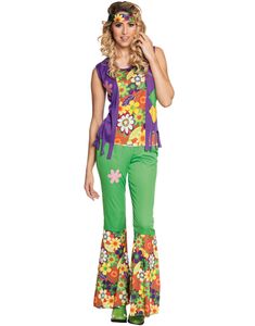 Färgglad Woodstock Hippie Damdräkt