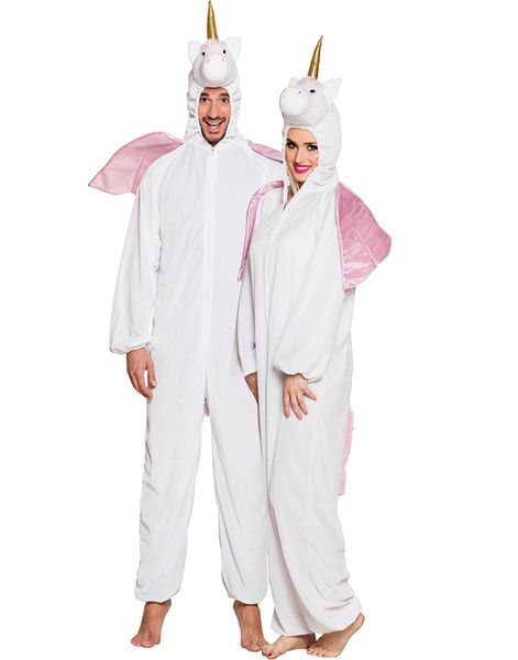 Enhörningsdräkt i Plysch med Huva (Unisex)