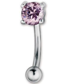 Banan ögonbrynspiercing med Rosa Diamantformad Sten - 1.2 x 8 mm