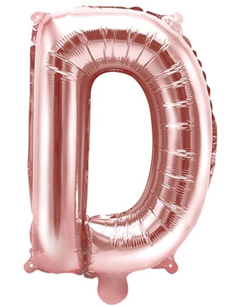 Bokstaven D - Roséguldfärgad 35 cm Folieballong