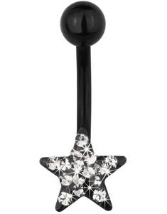 Star of Diamonds Navelpiercing - Svart/Grå
