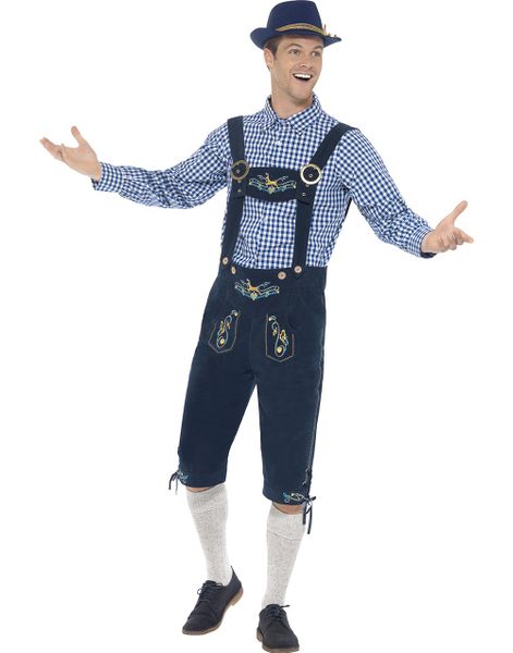 Blå Traditionell Oktoberfest Lyxdräkt för Män