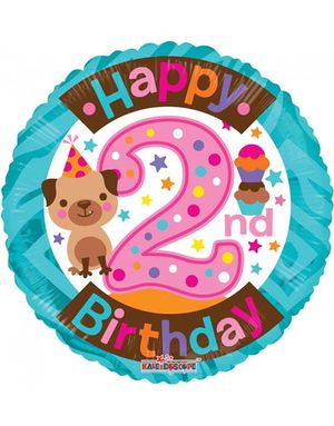 Happy 2 Birthday Girl - Folieballong 46 cm