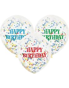 6 stk 30 cm Happy Birthday Flerfärgade Konfettiballonger