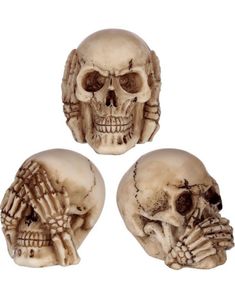 Hear No Evil, See No Evil - 3 stk Hodeskallefigurer 6,5 cm