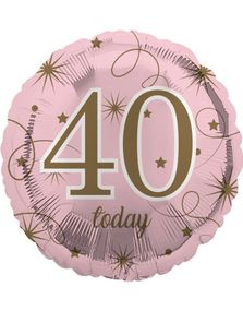 40 Today - Rosa Folieballong 45 cm