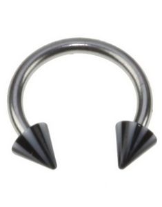Rund Ögonbrynspiercing med Svarta och Vita Spike Kulor - 1.2 x 8 mm