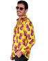 Gul UV Glow Skjorte med Lilla Ananasmotiver til Mann - Large/X-Large