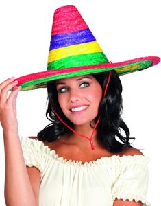 Flerfärgad Sombrero Stråhatt 49 cm