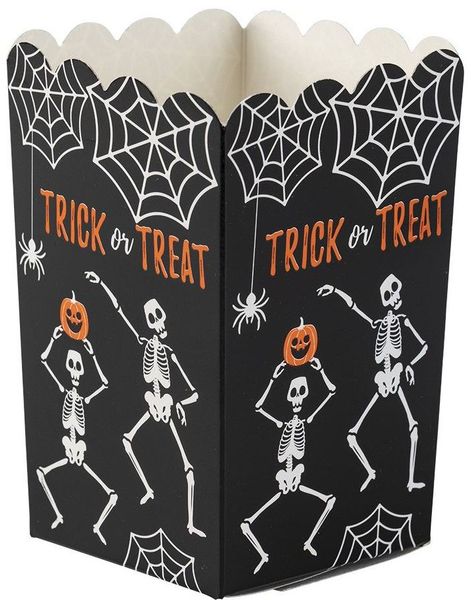 8 popcornkoppar med skelett - Trick or Treat