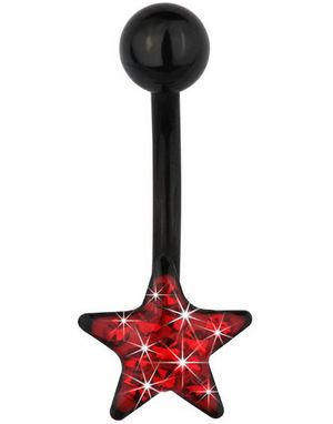 Star of Diamonds Navelpiercing - Svart/Röd