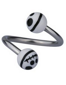 Ögonbrynspiercing med Jack Skellington-huvud - Vit/Svart - 1.2 x 10 mm