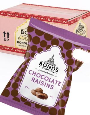 12 st Choklad Russin - Bonds of London - Hel Låda 0,9 kg (UK)