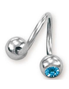 Curve Ögonbrynspiercing med Ljusblå Stenar - 1.2 x 8 mm