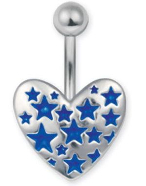 Navelpiercing i Stål med Blå Stjärnor