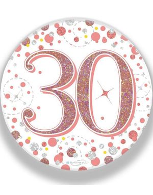 30 Års Feiring - Rosegull Holografisk Stor Button/Badge