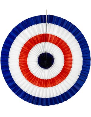 Röd, Vit och Blå Pappersfläkt 50 cm