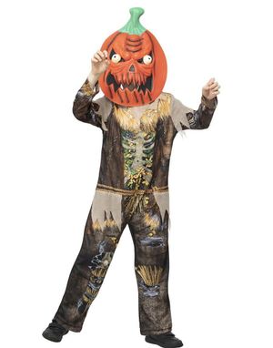  Pumpkin Scarecrow Reaper - Fågelskrämmadräkt med mask för barn