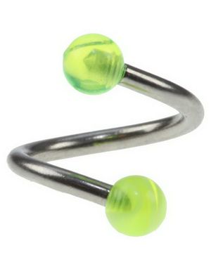 Curve Ögonbrynspiercing med Gula Kulor - 1.2 x 8 mm