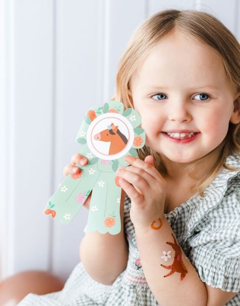 6 stk Invitasjoner med Hester - Flowers & Horses Party