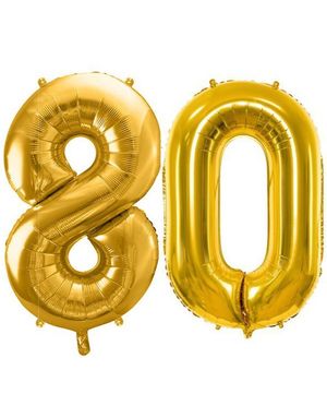80 års ballonger - 86 cm guld