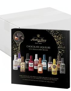 14 stk Anthon Berg Chocolate Liqueurs - 12 Forskellige Likørchokolader i Gaveæske - Hel Æske 2,68 kg
