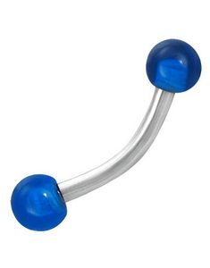 Banana Ögonbrynspiercing med Runda Royal Blå Kulor - 1.2 x 8 mm