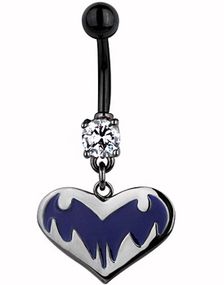 Demons Heart Navelpiercing - Svart/Lila