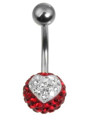 Sparkling Heart Navelpiercing - Röd/Vit