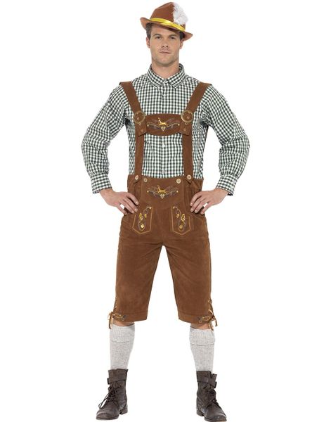 Traditionell Brun och Grön Oktoberfest Lyxdräkt för Män