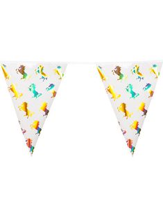 Banner med Vimplar och Holografisk Guldmotiv 4 meter - Unicorn Gold