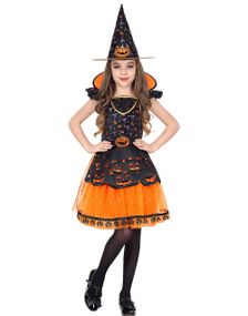 Pumpa Häxa Maskeraddräkt med Hatt (Barn)