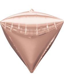 3 stk Rosé Guldfärgad Metallisk Diamondz Folieballong 50x38 cm