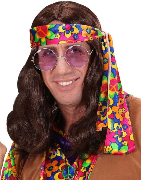 Lång Brun Hippie Peruk