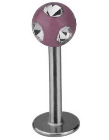 Labrett med Glittrande Rosa Kula - Strl 1.2 x 8 mm med 3 mm kula