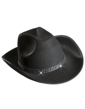 Svart Cowboyhatt med Strasskant