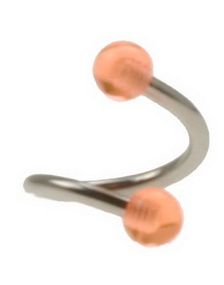 Curve Ögonbrynspiercing med Orange Kulor - 1.2 x 8 mm