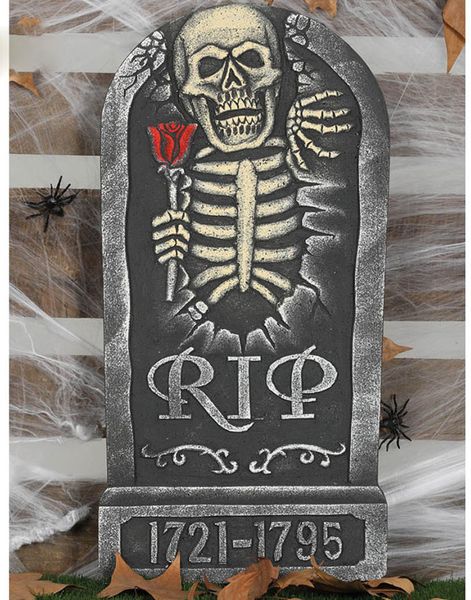 RIP - Grå Gravsten av Isopor 62x32 cm