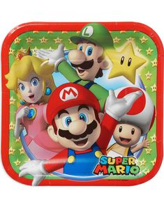 8 stk Små Fyrkantiga Papptallrikar - Super Mario Party