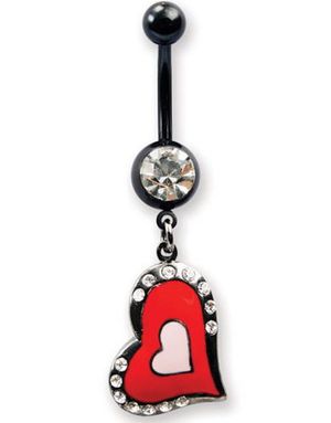 New Love Navelpiercing med Stenar - Röd