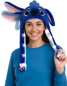 Stitch-Inspirerad Mössa med Rörliga Öron och Ljus
